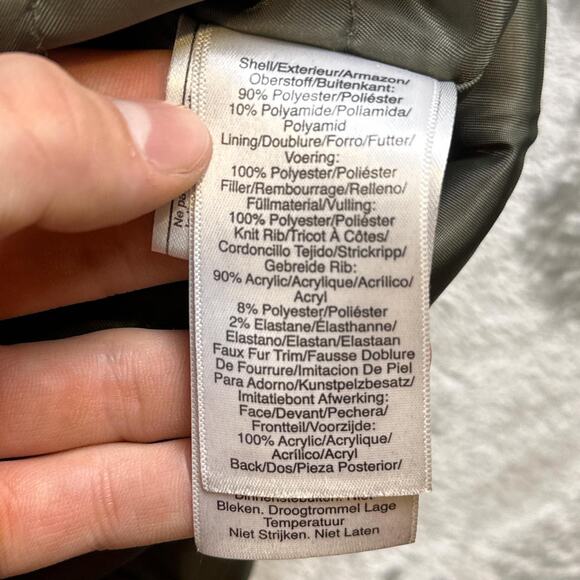 DKNY Womens Full Zip Lined Faux Fer Trim Hooded Military Coat Green Size XS - Picture 7 of 8